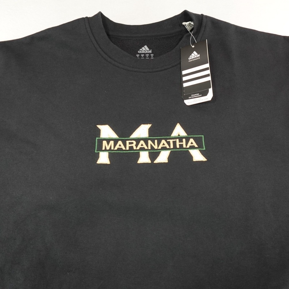 NWT Adidas Sweatshirt Mens‎ XL Black Pullover Maranatha Center Graphic Logo Crew - Picture 2 of 13